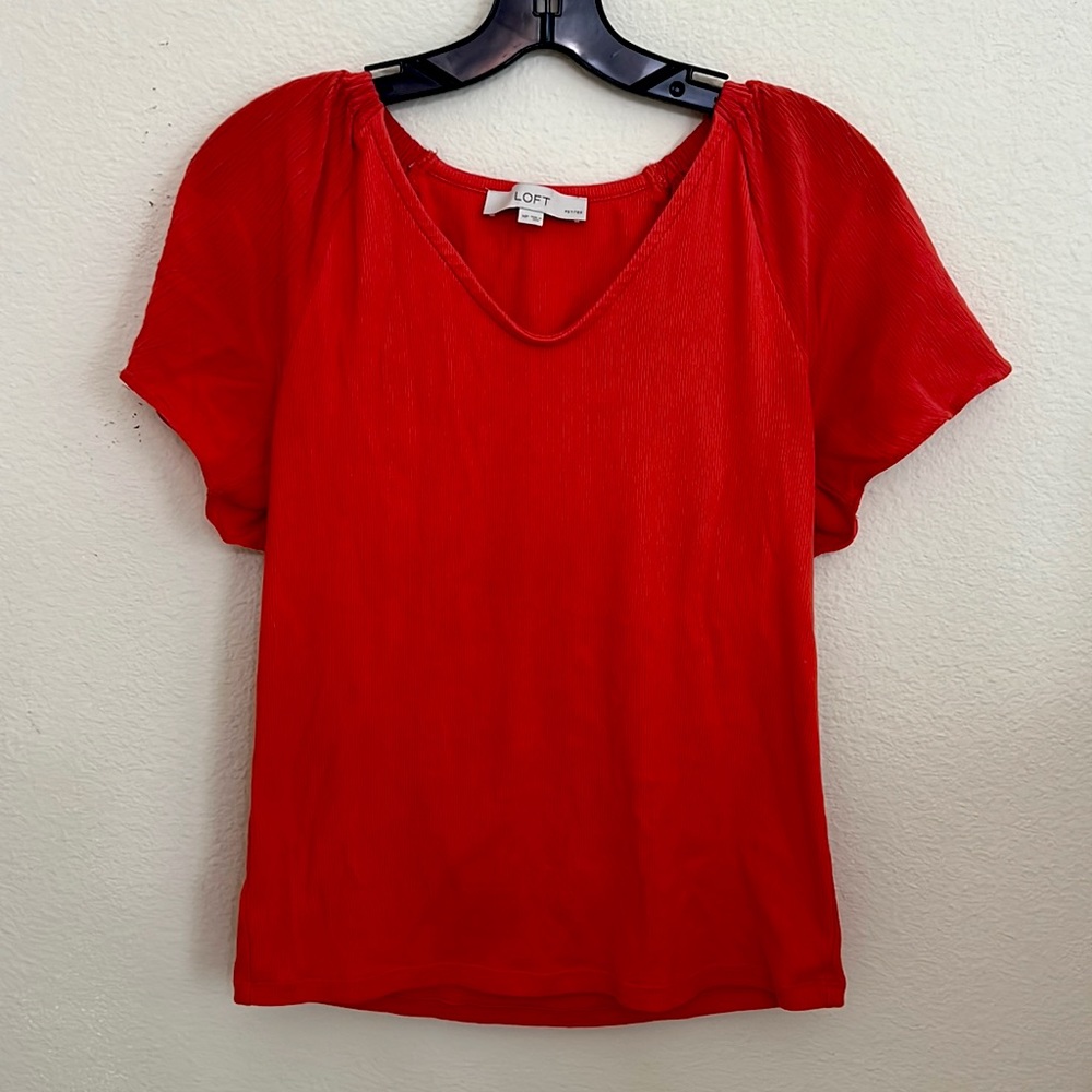 Coral ribbed blouse